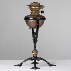  William Benson W A S Benson Co W A S Benson An Arts Crafts Cast Iron Four Leg Table Oil Lamp - 4186400
