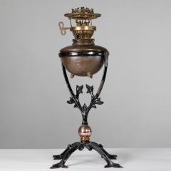  William Benson W A S Benson Co W A S Benson An Arts Crafts Cast Iron Four Leg Table Oil Lamp - 4186402