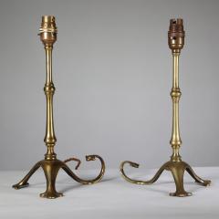  William Benson W A S Benson Co WAS Benson A pair of Arts Crafts brass table lamps with a serpent style tails - 4186415