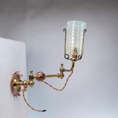  William Benson W A S Benson Co WAS Benson A pair of copper brass wall lights with lily pad wall back plates  - 4186504