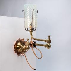  William Benson W A S Benson Co WAS Benson A pair of copper brass wall lights with lily pad wall back plates  - 4186506