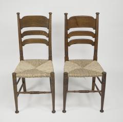  William Birch Ltd Liberty Co A Pair of William Birch Arts Crafts Oak Rush Seat Dining Chairs - 4186551