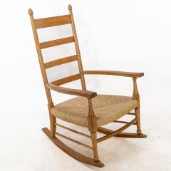  William Birch Ltd William Birch an Arts Crafts Light Oak Rocking Chair with Newly Laid Rush Seat - 4186564