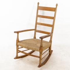  William Birch Ltd William Birch an Arts Crafts Light Oak Rocking Chair with Newly Laid Rush Seat - 4186573