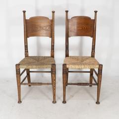  William Birch Ltd William Birch for Liberty Co A Pair of Arts Crafts Rush Seat Oak Chairs - 4186588