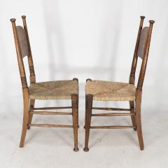  William Birch Ltd William Birch for Liberty Co A Pair of Arts Crafts Rush Seat Oak Chairs - 4186591