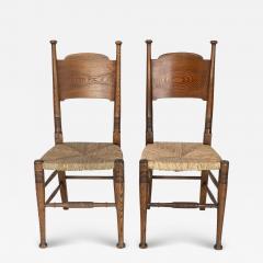  William Birch Ltd William Birch for Liberty Co A Pair of Arts Crafts Rush Seat Oak Chairs - 4232977