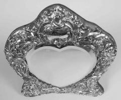  William Comyns Sons Ltd Comyns English Edwardian Rococo Sterling Silver Heart Mirror 1907 - 3769810