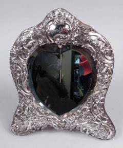  William Comyns Sons Ltd Comyns English Edwardian Rococo Sterling Silver Heart Mirror 1907 - 3769813