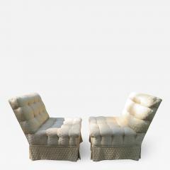  William Haines Inc Fabulous Pair Billy Haines Style Biscuit Tufted Slipper Chairs Hollywood Regency - 1140678