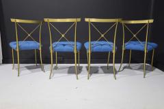  William Haines Inc Four William Billy Haines Brass Side Chairs with Original Tufted Upholstery - 2045958