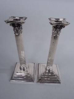  William Hutton Sons Pair of English Victorian Neoclassical Sterling Silver Candlesticks - 3767255