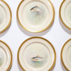  William Morley Set of Twelve Hand Painted Lenox Porcelain Fish Plates signed William Morley - 3375991