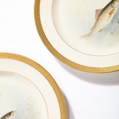  William Morley Set of Twelve Hand Painted Lenox Porcelain Fish Plates signed William Morley - 3376138