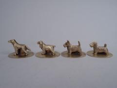  William Suckling Set of 4 English Gilt Sterling Silver Canine Medley Place Card Holders - 3765075