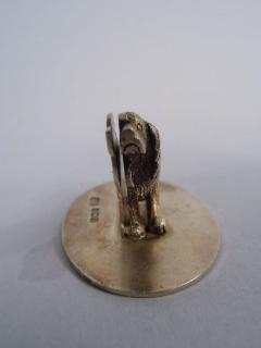  William Suckling Set of 4 English Gilt Sterling Silver Canine Medley Place Card Holders - 3765085