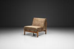  Wim Den Boon Oak Lounge Chair in Champagne Ponyskin by Wim den Boon the Netherlands 1960s - 4617156