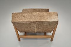  Wim Den Boon Oak Lounge Chair in Champagne Ponyskin by Wim den Boon the Netherlands 1960s - 4617236