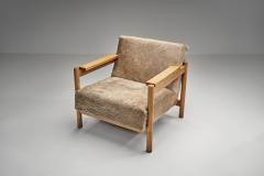  Wim Den Boon Pair of Oak Armchairs in Ponyskin by Wim den Boon the Netherlands 1960s - 4617220