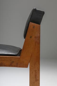  Wim Den Boon Wim den Boon easy chairs in oak and original vinyl 1950s - 1311597