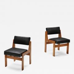  Wim Den Boon Wim den Boon easy chairs in oak and original vinyl 1950s - 1312845