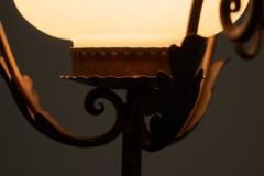  Winkelman Van der Bijl Rare Winkelman Van der Bijl Floor Lamp in Wrought Iron and Opaline Glass 1920s - 4468830