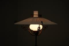  Winkelman Van der Bijl Rare Winkelman Van der Bijl Floor Lamp in Wrought Iron and Opaline Glass 1920s - 4468833