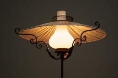  Winkelman Van der Bijl Rare Winkelman Van der Bijl Floor Lamp in Wrought Iron and Opaline Glass 1920s - 4468834