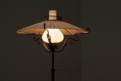  Winkelman Van der Bijl Rare Winkelman Van der Bijl Floor Lamp in Wrought Iron and Opaline Glass 1920s - 4468848