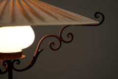  Winkelman Van der Bijl Rare Winkelman Van der Bijl Floor Lamp in Wrought Iron and Opaline Glass 1920s - 4468849