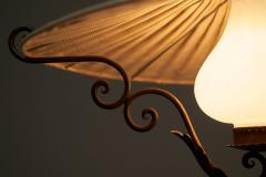  Winkelman Van der Bijl Rare Winkelman Van der Bijl Floor Lamp in Wrought Iron and Opaline Glass 1920s - 4468858