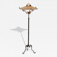  Winkelman Van der Bijl Rare Winkelman Van der Bijl Floor Lamp in Wrought Iron and Opaline Glass 1920s - 4469557