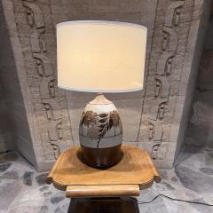  Wishon Harrell 1960s Glazed Stoneware Table Lamp Art Pottery Floral Design - 3543160