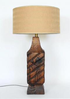  Witco Substantial William Westerhaver WITCO Carved Burned Cedar Column Table Lamp - 2937463