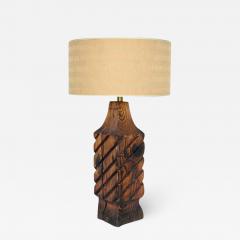 Witco Substantial William Westerhaver WITCO Carved Burned Cedar Column Table Lamp - 2942268