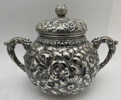  Wood Hughes Wood Hughes Sterling Silver 6 Piece Repousse 19th Century Tea Set with Tray - 3238106
