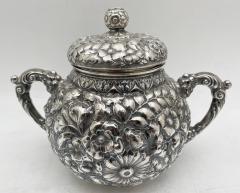  Wood Hughes Wood Hughes Sterling Silver 6 Piece Repousse 19th Century Tea Set with Tray - 3238125