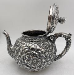  Wood Hughes Wood Hughes Sterling Silver 6 Piece Repousse 19th Century Tea Set with Tray - 3238126