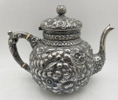  Wood Hughes Wood Hughes Sterling Silver 6 Piece Repousse 19th Century Tea Set with Tray - 3238129