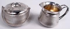  Wood Hughes Wood Hughes Victorian Classical Trompe lOeil Basket Creamer Sugar - 4097444