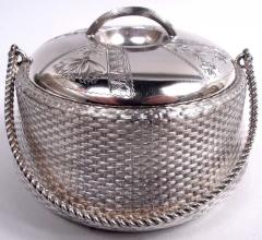  Wood Hughes Wood Hughes Victorian Classical Trompe lOeil Basket Creamer Sugar - 4097453
