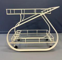  Woodard Furniture Co 1980s Postmodern Curvaceous Aluminum Bilevel Bar Cart Attributed to Woodard - 4118060