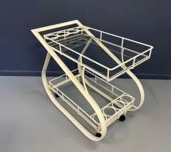  Woodard Furniture Co 1980s Postmodern Curvaceous Aluminum Bilevel Bar Cart Attributed to Woodard - 4118062