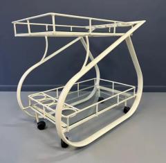  Woodard Furniture Co 1980s Postmodern Curvaceous Aluminum Bilevel Bar Cart Attributed to Woodard - 4118064