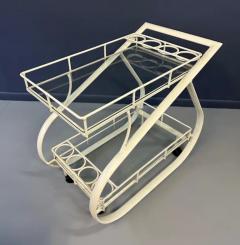  Woodard Furniture Co 1980s Postmodern Curvaceous Aluminum Bilevel Bar Cart Attributed to Woodard - 4118067