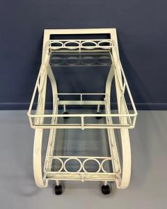  Woodard Furniture Co 1980s Postmodern Curvaceous Aluminum Bilevel Bar Cart Attributed to Woodard - 4118068