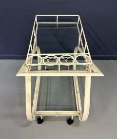  Woodard Furniture Co 1980s Postmodern Curvaceous Aluminum Bilevel Bar Cart Attributed to Woodard - 4118089