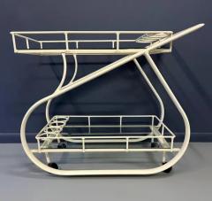  Woodard Furniture Co 1980s Postmodern Curvaceous Aluminum Bilevel Bar Cart Attributed to Woodard - 4118090