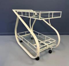  Woodard Furniture Co 1980s Postmodern Curvaceous Aluminum Bilevel Bar Cart Attributed to Woodard - 4118091