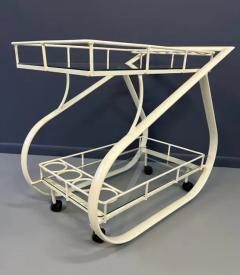  Woodard Furniture Co 1980s Postmodern Curvaceous Aluminum Bilevel Bar Cart Attributed to Woodard - 4118095